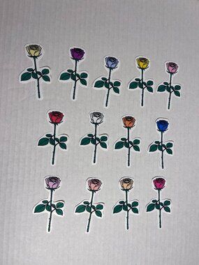 13 Rose Stickers - Pre-Cut Vinyl Sticker Pack NWT